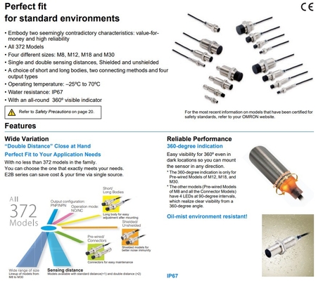 Industrielle E2B-S08KN04-WP-C1 2M OMS Induktionsnähe-Sensoren mit fortschrittlicher Technologie
