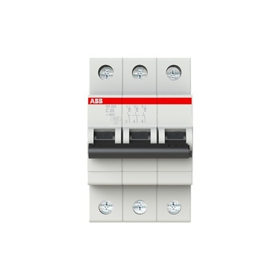 220V MCB SH203-C25 Miniatur-Schaltkreislaufschalter 3P C 25A Nennspannung 220V BCD Kurve C