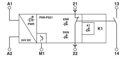 Kopplungsrelais- PSR-PS21-1NO-1NC-24DC-SC von Phoenix Kontakt-Schutzfunktion enthalten
