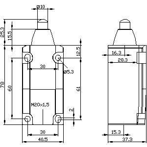 Industrie-Metall-Positionsschalter 3SE5112-0CC02 mit abgerundetem Plunger und Stahl
