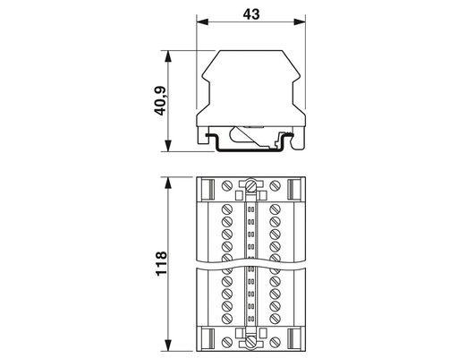 CT-TERMIBLOCK 10 DA Phoenix-Kontaktschraubterminal mit Leitergröße 24... 12AWG