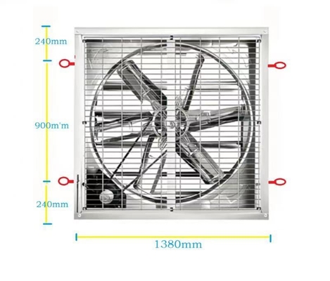 Customized 1400 RPM Motor Hängender Auspuffventilator OEM mit galvanisiertem Blechrahmen