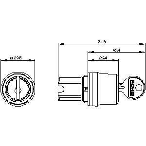 3SU1050-4BM01-0AA0 RONIS Metall glänzender Schlüsselschalter mit 3 Positionen und 2x45 SIRIUS ACT