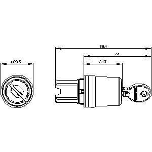 3SU1050-5BF11-0AA0 Metall glänzender PLC Schlüsselschalter mit 2 Positionen beibehalten SIRIUS ACT