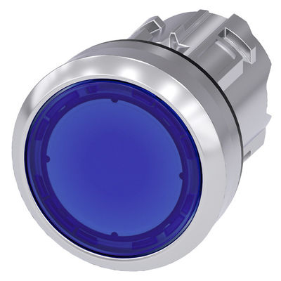 PLC 3SU1051-0AB50-0AA0 Metall glänzend beleuchtet Flachknopf Blau SIRIUS ACT Schaltknopf
