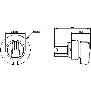 3SU1052-2CM60-0AA0 Metall glänzender Langgriff 3 Positionen Weißer SIRIUS ACT Auswählschalter