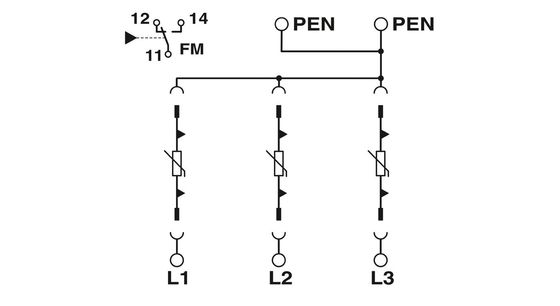 VAL-MS-T1/T2 335/12.5/3 0-FM-Klasse 1/2 Blitzschutz für 5V-250V Wechselstrom 4 Pole