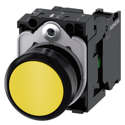 3SU1100-0AB30-1BA0 Gelber Kunststoff unbeleuchteter flacher momentaner Schraubendruckknopf