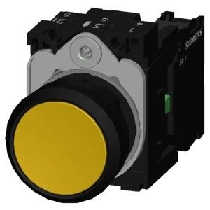 3SU1100-0AB30-1BA0 Gelber Kunststoff unbeleuchteter flacher momentaner Schraubendruckknopf
