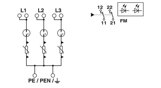 380V Nennspannung 4 Pole 2800531 PWT 100-800AC-FM Klasse 1/2 Blitzschutz