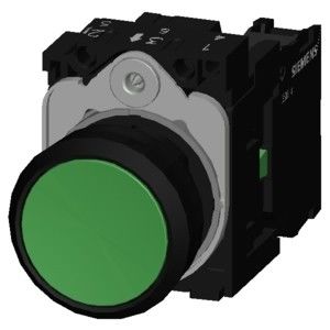 3SU1100-0AB40-1BA0 Grüner Flachknopf aus Kunststoff Momentknopf mit Schraubende