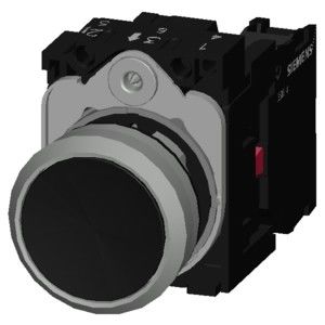 3SU1150-0AB10-1CA0 SIRIUS ACT Vollständige Einheit Schwarz Metall Glanz flacher Knopf Momentär