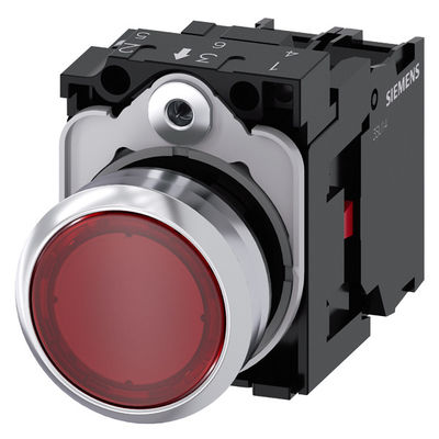 3SU1152-0AB20-1CA0 Metall glänzend beleuchtete Flachknopf für SIRIUS ACT Druckknopf in Rot