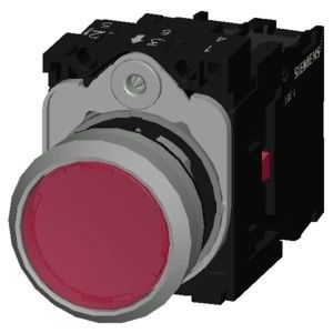 3SU1152-0AB20-1CA0 Metall glänzend beleuchtete Flachknopf für SIRIUS ACT Druckknopf in Rot
