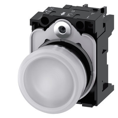 Glatte Linse Flush SIRIUS ACT Vollständige Einheit 24V AC/DC Metall glänzend beleuchtet Pilotlicht