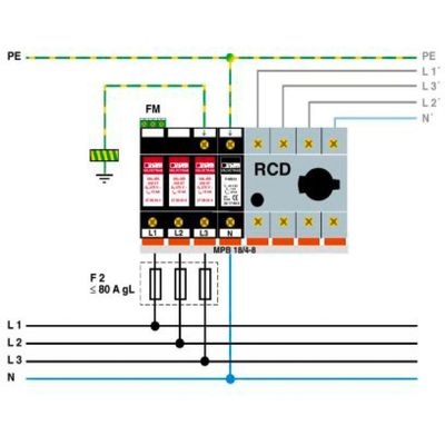 230 V Wechselstrom 2838199 VAL-MS 230/3 1 FM Typ 2 Überspannungsschutz mit 4 Polen