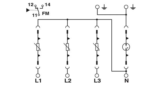 230 V Wechselstrom 2838199 VAL-MS 230/3 1 FM Typ 2 Überspannungsschutz mit 4 Polen