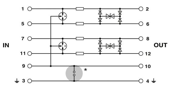24 V Gleichspannung PT 2X2-HF-24 Überspannungsschutzstecker Stecker 4 Pole Design für einen effektiven Schutz