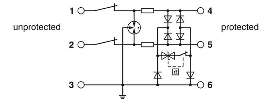 12 V Gleichspannung 2906744 TTC-6P-3-HF-M-12DC-UT-I Überspannungsschutz mit 2 Polen