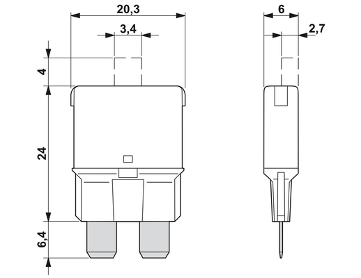 DC 40V-Schaltkreisbrecher für thermisch-magnetische Geräte mit einer Nennspannung von 32V durch Phoenix Contact