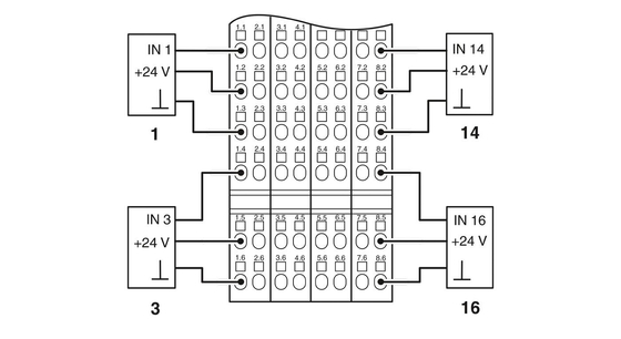 2861250 IB IL 24 DI 16-PAC Phoenix Kontakt-Digitalmodul mit IP20-Schutzniveau