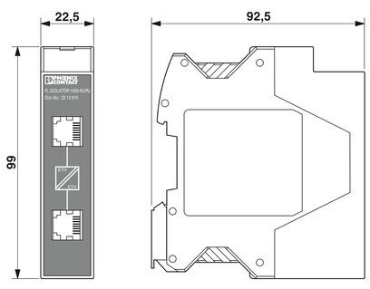 2313915 Phoenix Kontakt Industrieautomation Ersatzteile Modem FL ISOLATOR 1000-RJ/RJ 22,5*99*92mm