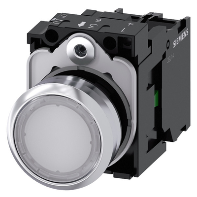 Siemens 3SU1152-0AB60-1BA0 Metall glänzend beleuchtet Flachknopf Momentane weiße Schaltfläche
