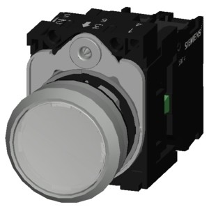 Siemens 3SU1152-0AB60-1BA0 Metall glänzend beleuchtet Flachknopf Momentane weiße Schaltfläche