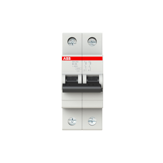 2P MCB SH202-B25 Miniatur-Schaltungsschalter Nummer des Pols 2 Nennstrom 25A