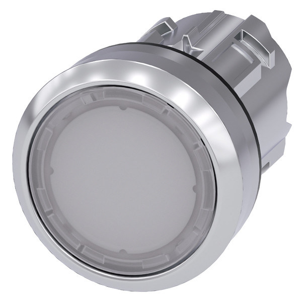 3SU1051-0AB60-0AA0 SIRIUS ACT Schaltfläche mit Metall glänzend beleuchteter Flachknopf in Weiß