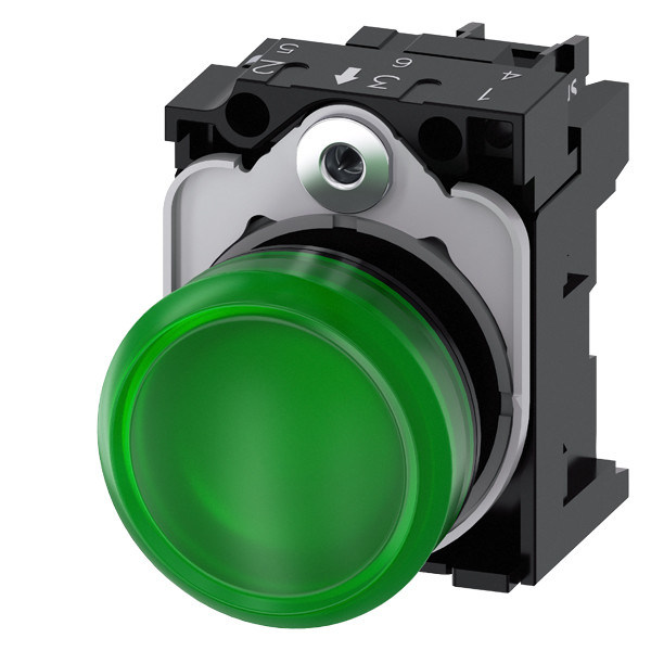 PLC 3SU1102-6AA40-1AA0 SIRIUS ACT Vollständige Einheit Pilotlicht 24 V Wechselstrom/Gleichstrom Kunststoff beleuchtet Glattlinsen Flush