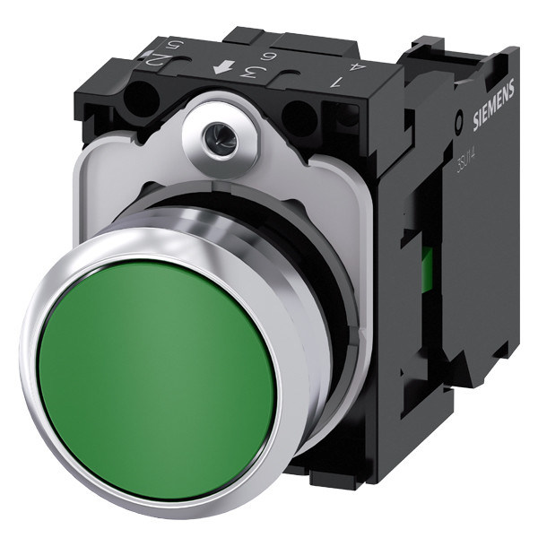 3SU1150-0AB40-1BA0 SIRIUS ACT Pushbutton Grün Metall glänzend flacher Knopf für Moment