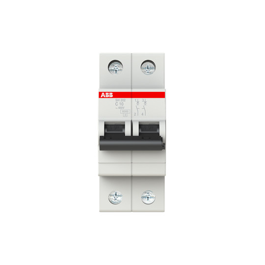 SH202-C10 Miniatur-Schaltkreislaufbrecher 2P C 10 A BCD Kurve C für industrielle Anwendungen
