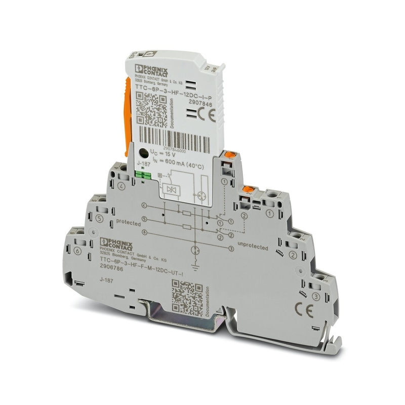 12 V Gleichspannungsüberspannungsschutz TTC-6P-3-HF-F-M-12DC-UT-I mit 2 Polen