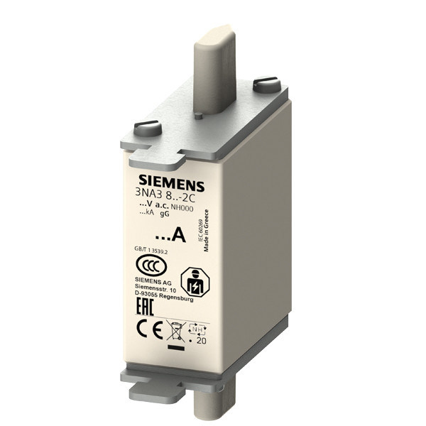 500V PLC 3NA3805-2C LV HRC Sicherungsanlage mit nicht isolierten Grip-Lugs und Frontanzeiger Größe 000