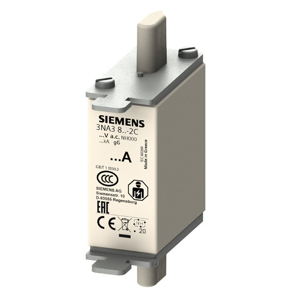PLC 3NA3812-2C LV HRC Sicherungsknoten GL/GG mit nicht isolierten Grip-Lugs und vorderen Anzeiger